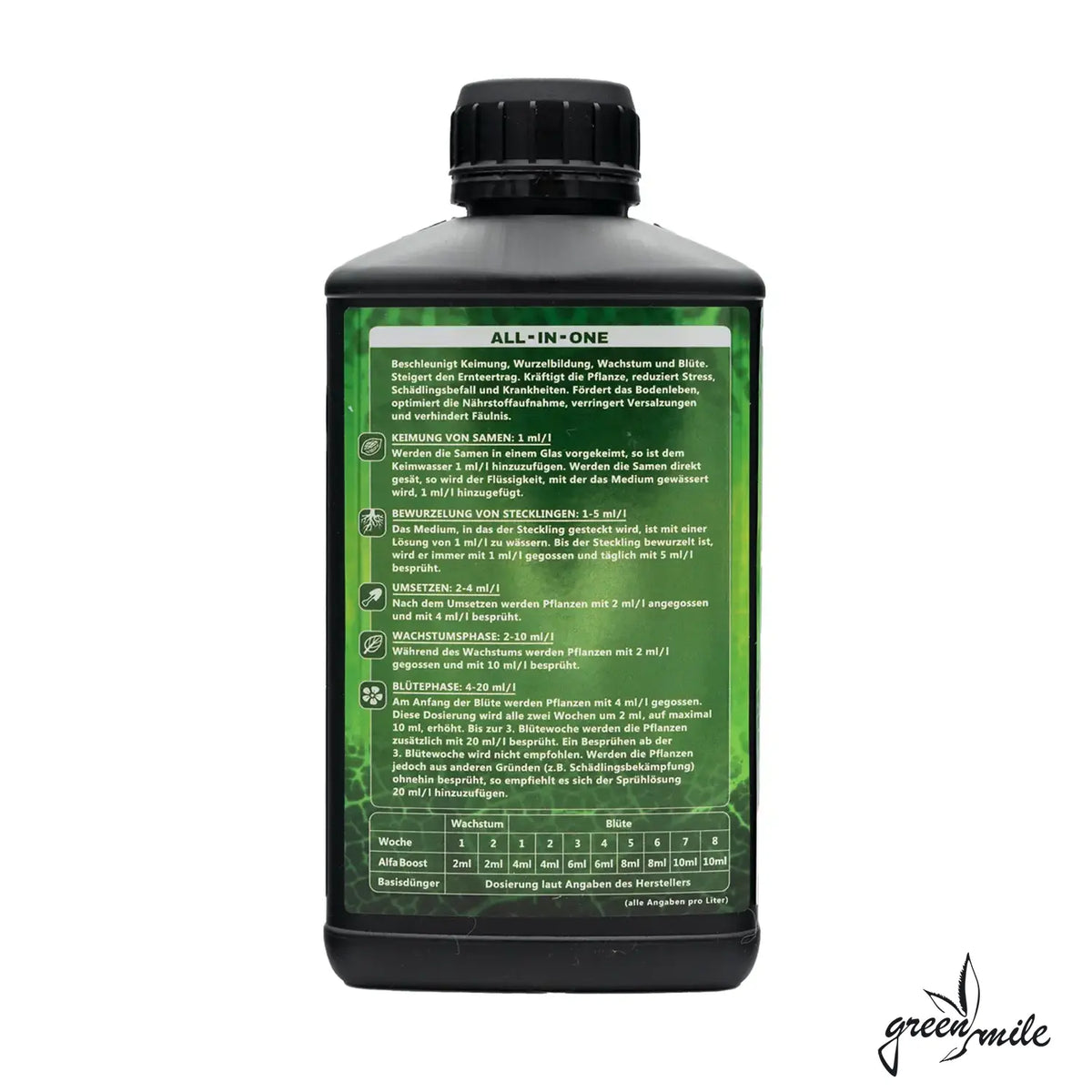 Alfa Boost, All in One Pflanzenbooster, 100% Organisch, 0,5L, Rückansicht