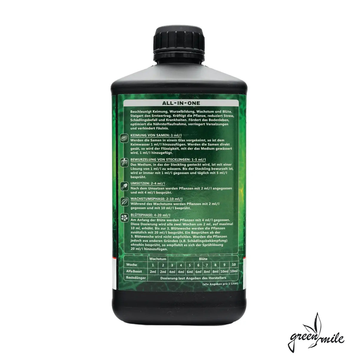 Alfa Boost, All in One Pflanzenbooster, 100% Organisch, 1L, Rückansicht