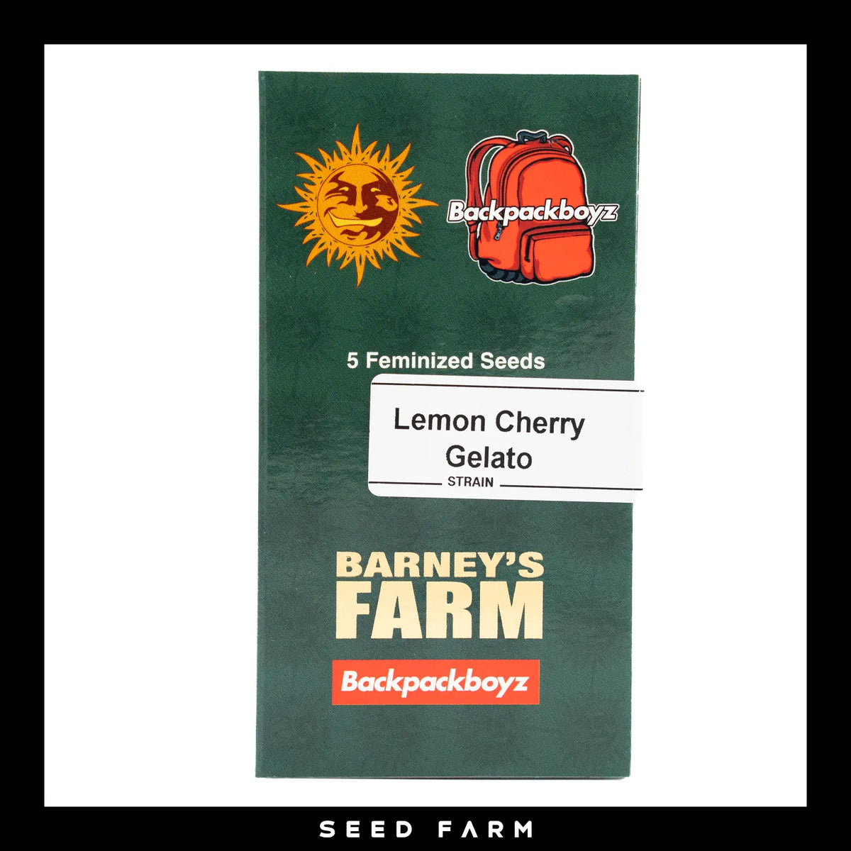 Barney's Farm x Backpackboyz, Lemon Cherry Gelato, feminisierte Cannabis Samen, 5 Stück, Vorderansicht