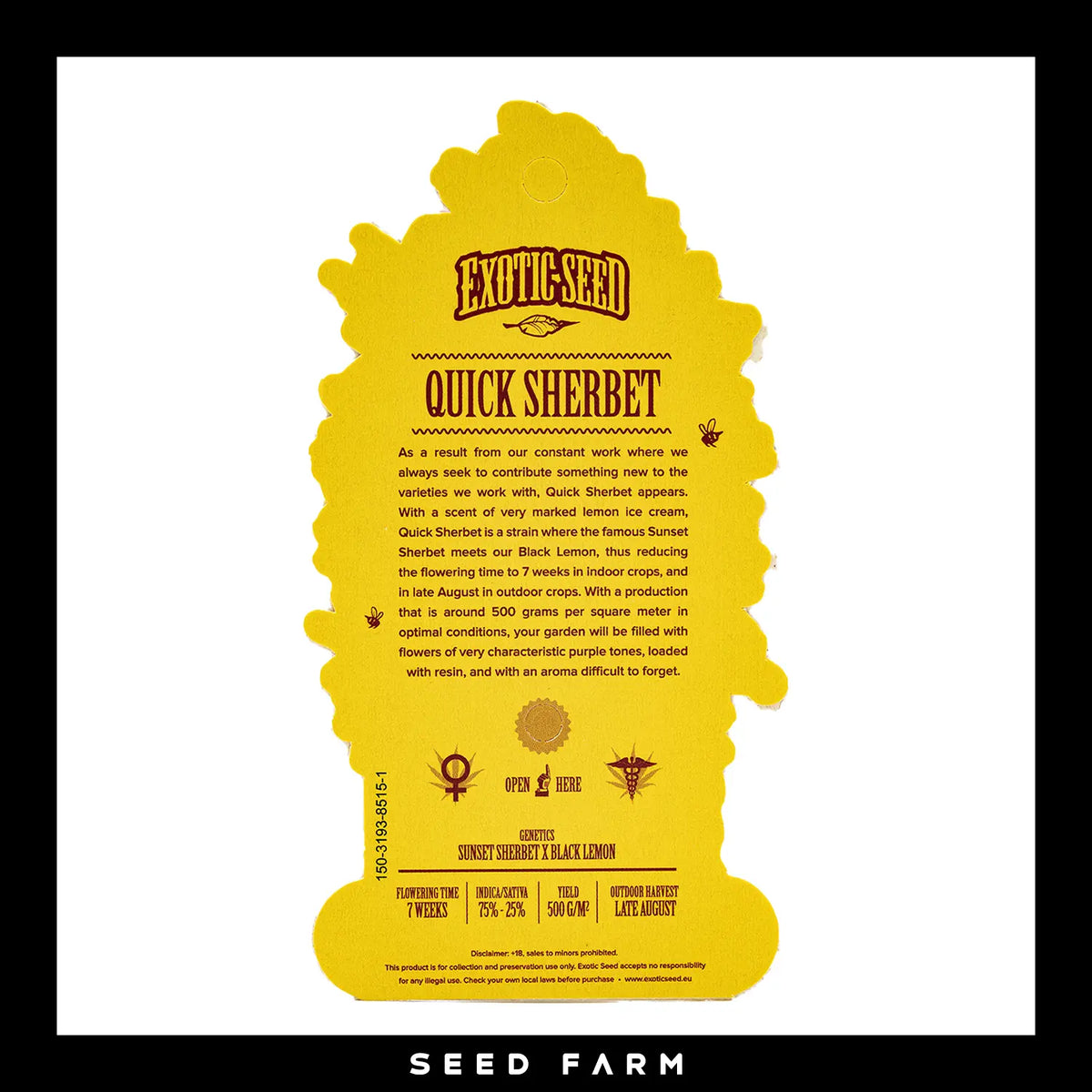 Exotic Seed Quick Sherbet, feminisierte Cannabis Samen, Rückansicht