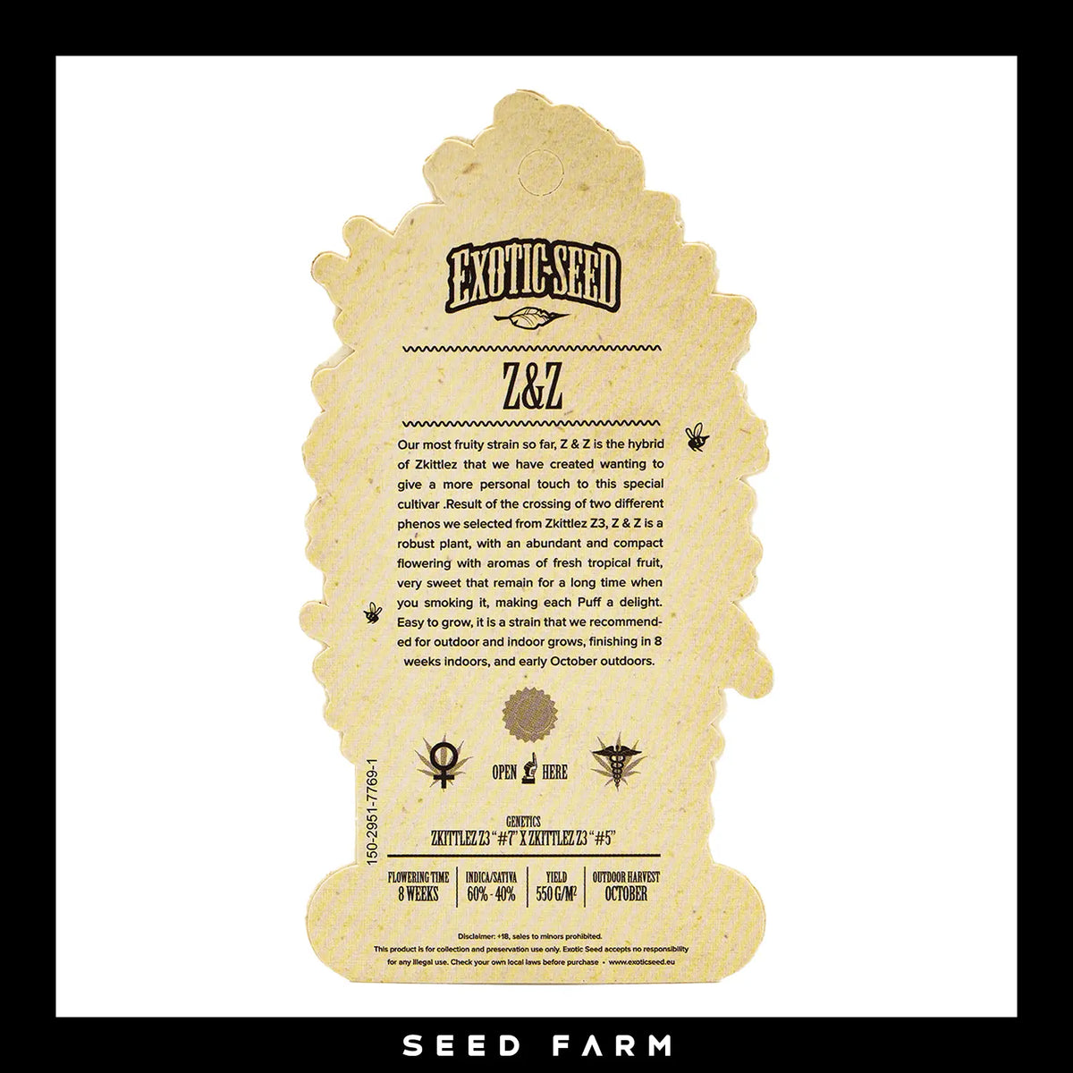 Exotic Seed Z&amp;Z, feminisierte Cannabis Samen, Rückansicht