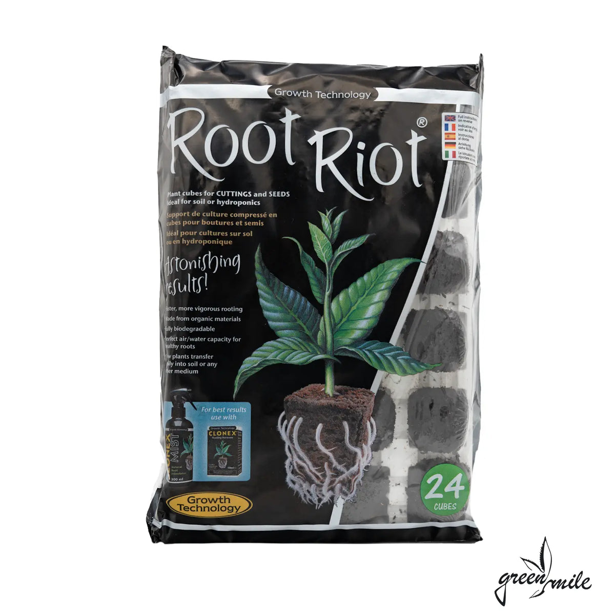 Growth Technology, Root Riot, 24 Würfel, Verpackung, Vorderseite