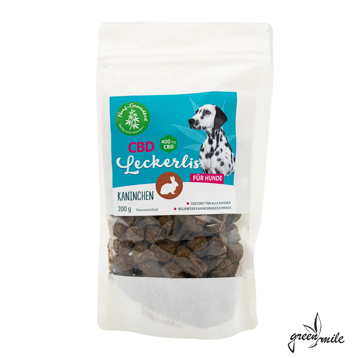 Hanf Gesundheit, CBD Leckerlis für Hunde, Kaninchen, Verpackung, Vorderansicht