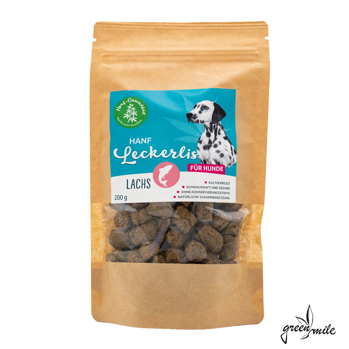 Hanf Gesundheit, Leckerlis für Hunde, Lachs, Verpackung, Vorderansicht