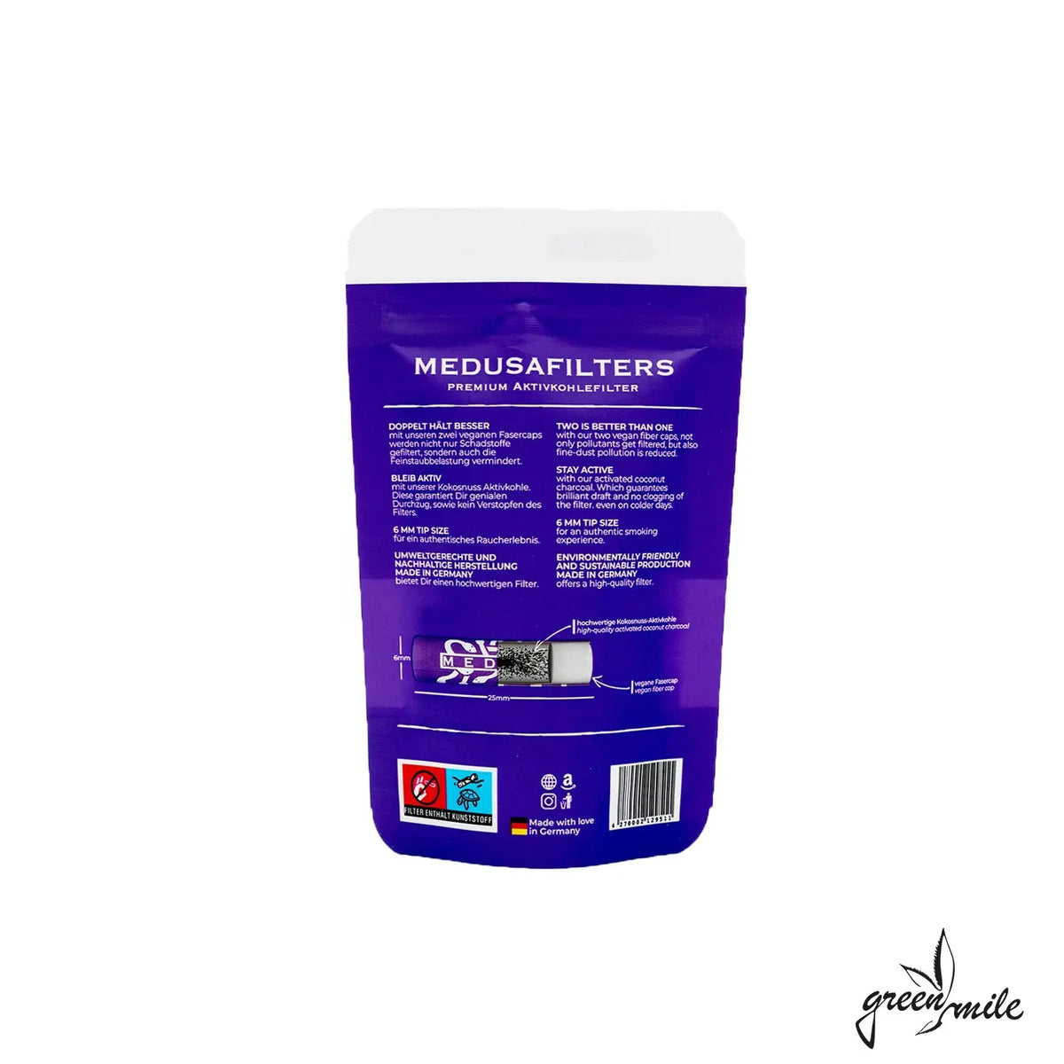 Medusa Filters, Aktivkohlefilter, 50 Stück, Violet, Rückansicht