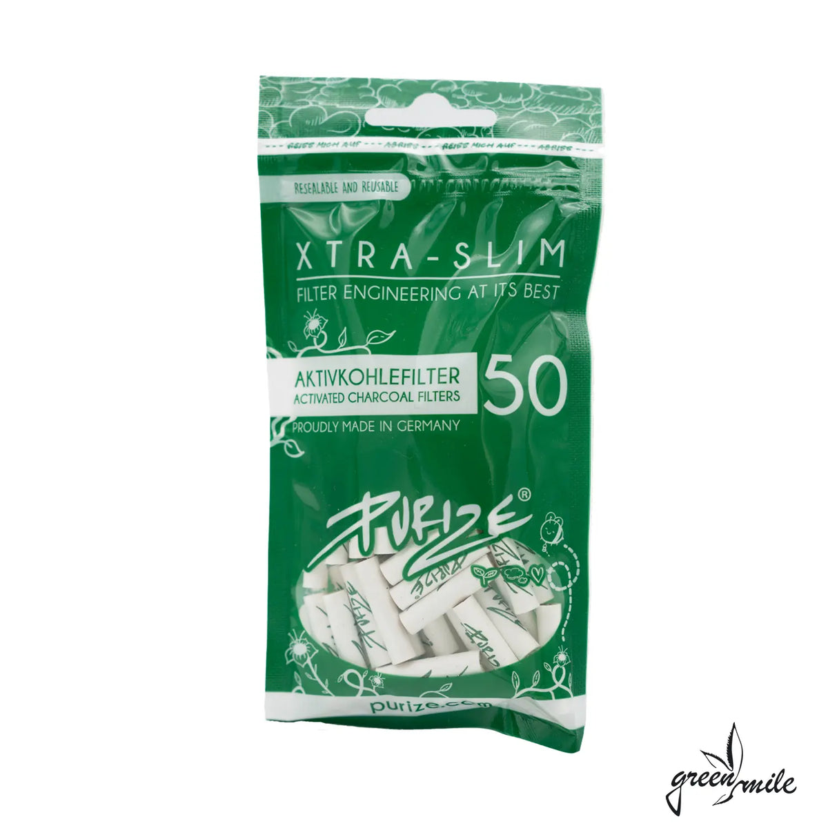 Purize Aktivkohlefilter, Xtra Slim, 50 Stück, Weiss, Vorderansicht