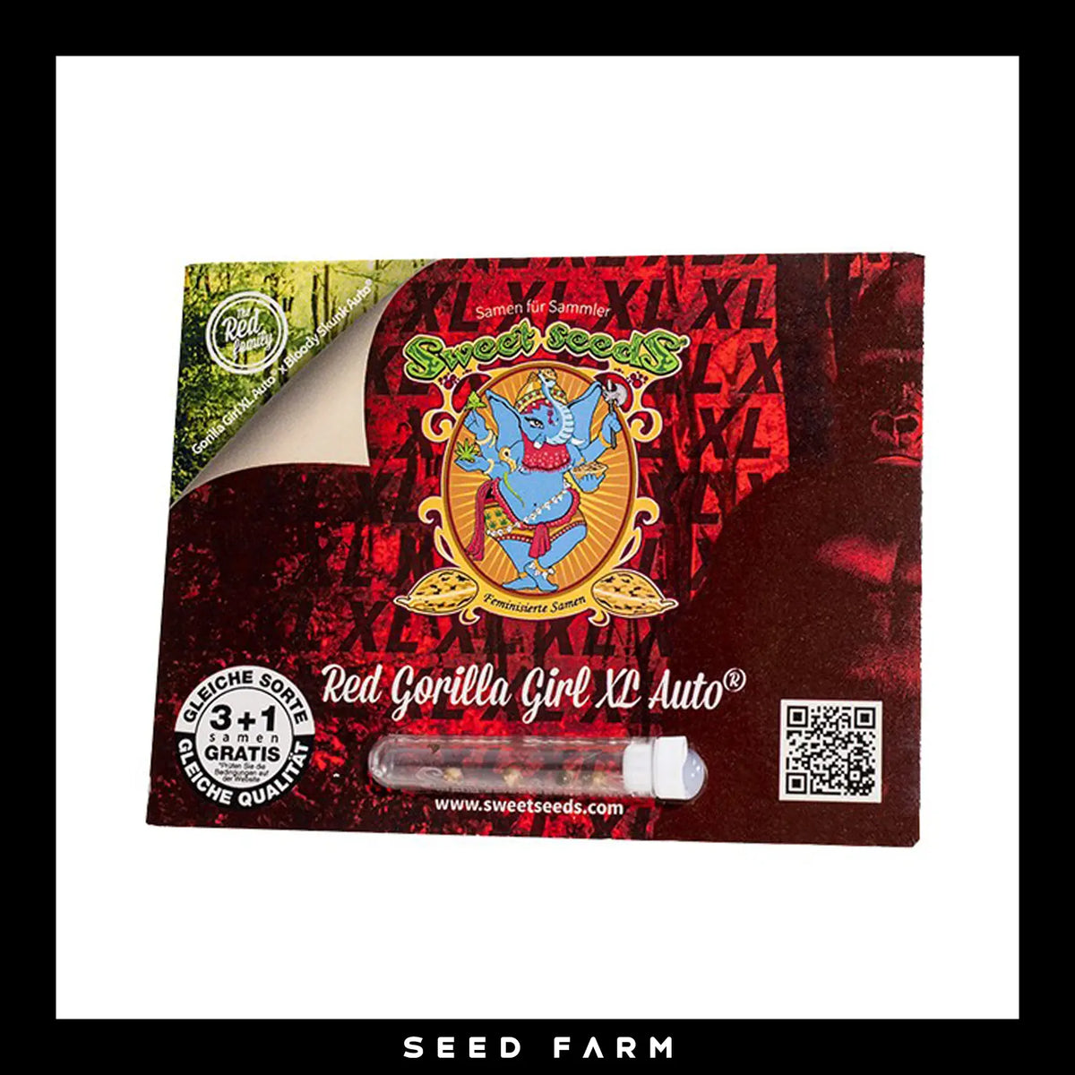 Sweet Seeds, Red Gorilla Girl XL, automatische Cannabis Samen, 3+1 Seed, Vorderansicht